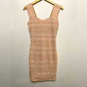 Pink and Tan Lace Dress